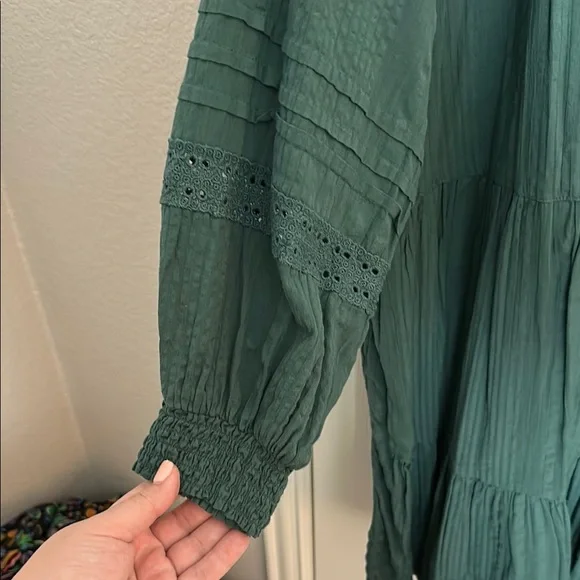 Anthropologie Green Button-Down Dress - Picture 4 of 8